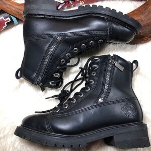 Milwaukee Leather Boots Black Biker  military Ankle Boots